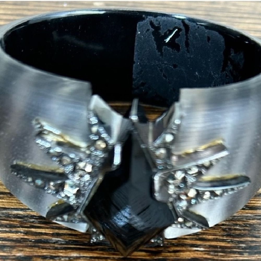 Alexis Bittar Black Crystal Cuff Bracelet